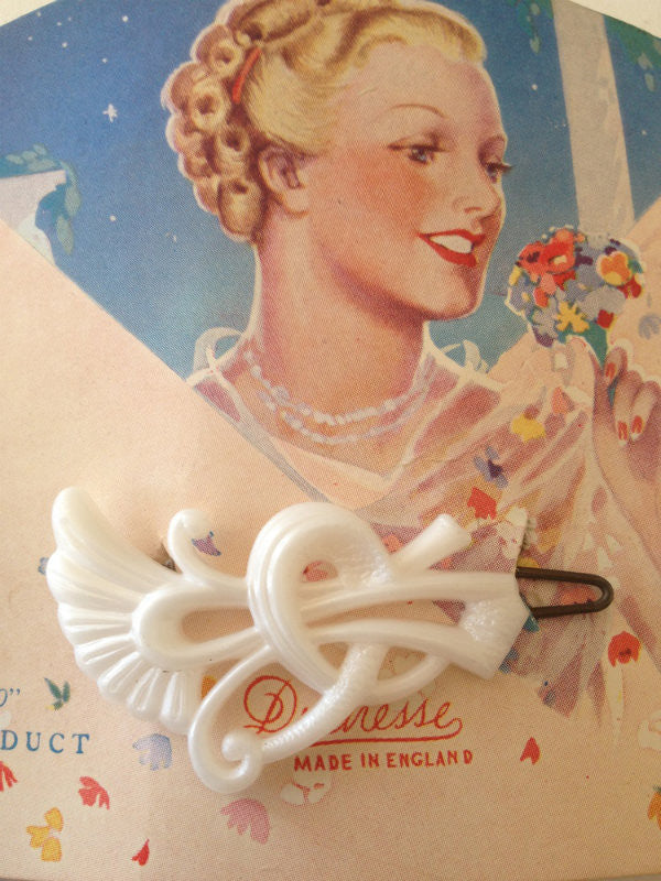 Vintage White Barrette - Accessories Of Old
