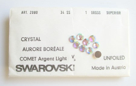 Swarovski crystal Aurore Boreale Comet Argent Light. flatback. Art 2000 - Accessories Of Old