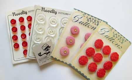 Set of 4 vintage button cards - Accessories Of Old