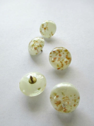 Vintage Czech mica flek glass button - semi round - Accessories Of Old