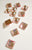 Square gold foiled two hole crystal Austrian flatbacks. Measuring 1cm. Sold by the dozen. $3.00 per dozen. - Accessories Of Old