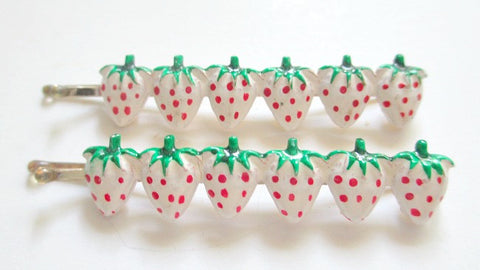 1960s Bobby Pins. Row of strawberries. Sold by the pair. $4.00 - Accessories Of Old