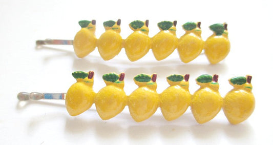 1960s Bobby Pins . Row of lemons. Sold by the pair $4.00 - Accessories Of Old