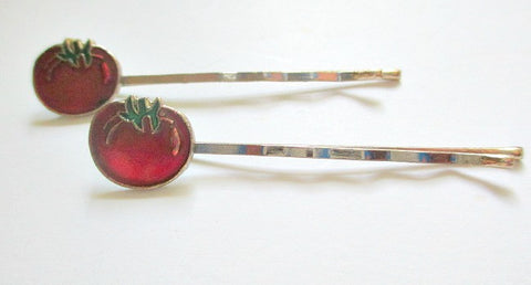 1960s single tomato design bobby clip. Sold by the pair - Accessories Of Old