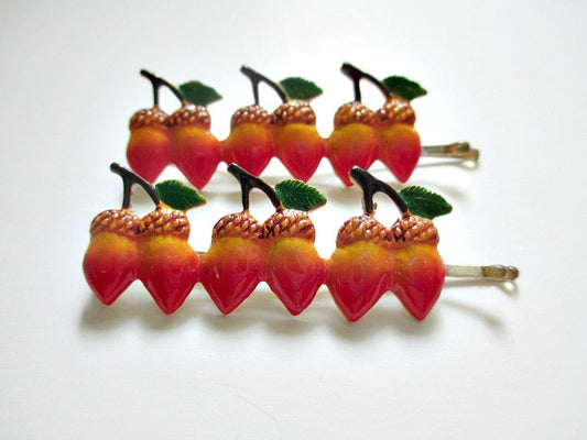 1960s bobby pins. Row of acorns. Sold by the pair. $4.00 - Accessories Of Old