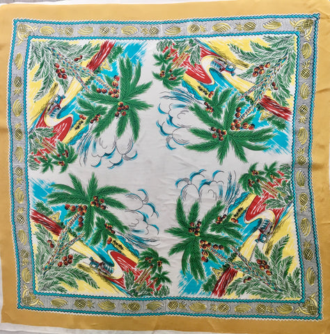 1940's Japanese Rayon Novelty Scarf - Accessories Of Old