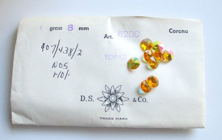 Vintage package of 8mm Topaz Aurore Boreale sold by the gross (144 pcs) - Accessories Of Old