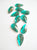 Vintage turq green glass flatbacks. Two hole. Gold foiled back. ( sold in a lot of 900 beads for $90) - Accessories Of Old
