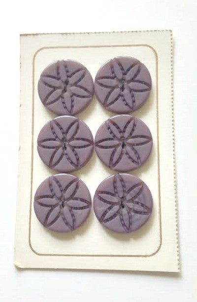 Mauve carved casein buttons - Accessories Of Old
