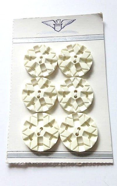 White carved casein buttons - Accessories Of Old